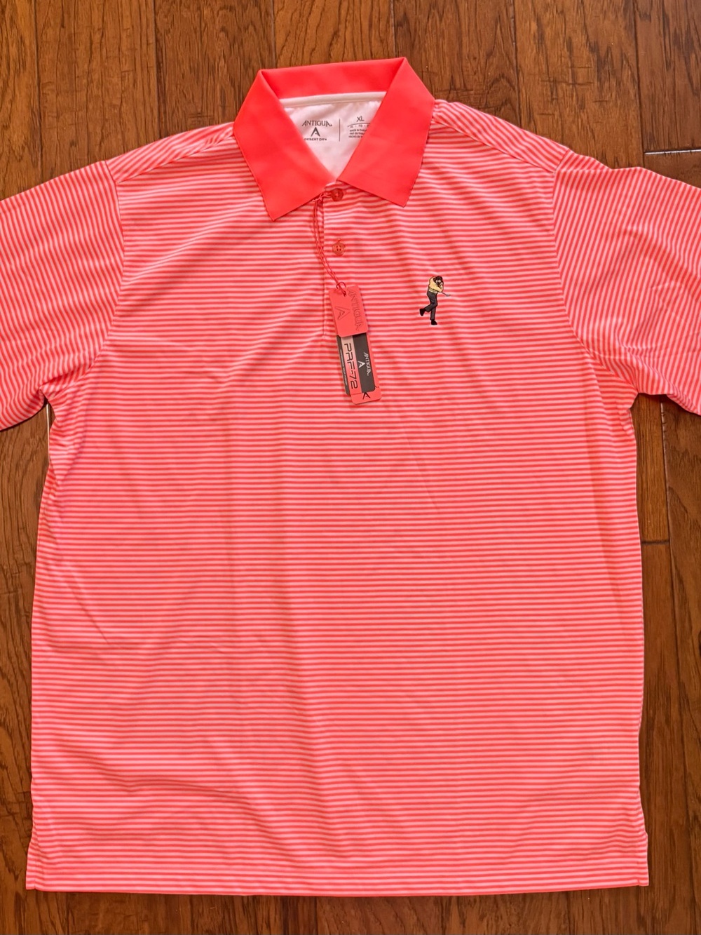 Antigua Men's Tangerine/white Striped Performance Polo